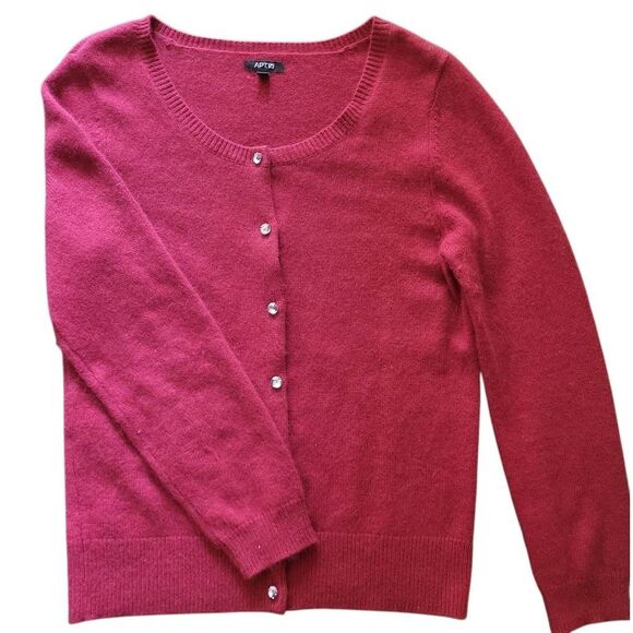 Apt 9 Cardigan Sweater Women's Large Red Angora Crystal Button - Picture 1 of 5